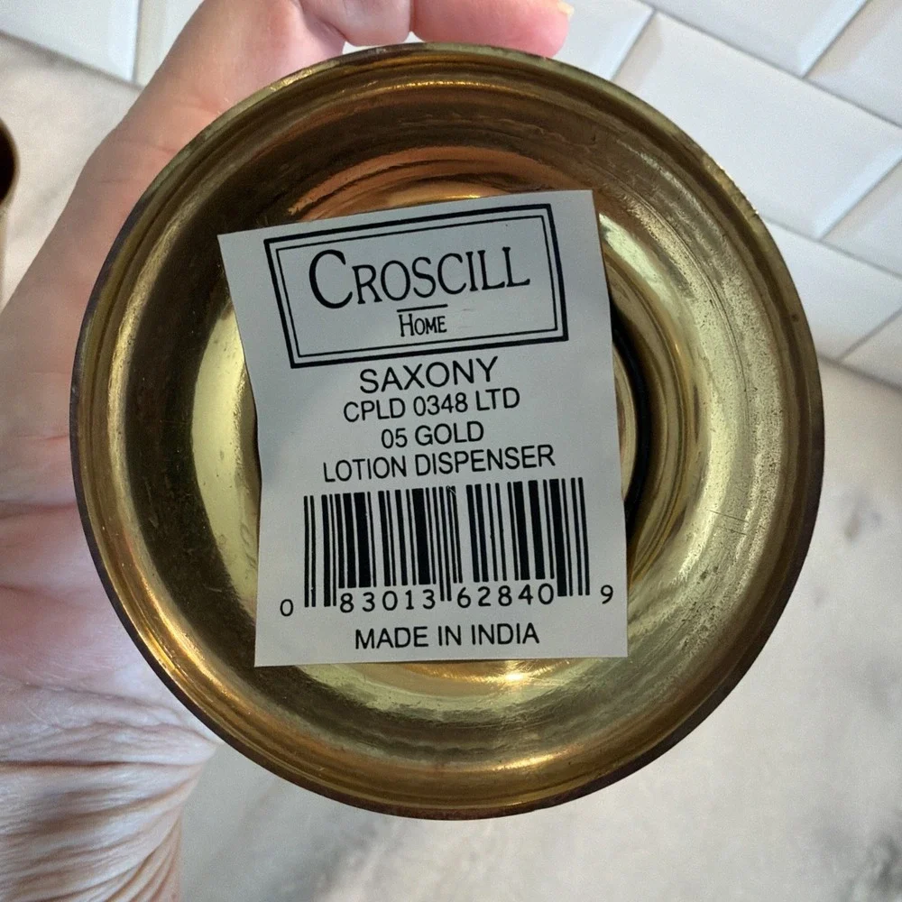 Vintage Croscill Brass Bathroom Set Tissue Cover, Soap Dispenser, Cup ES0002